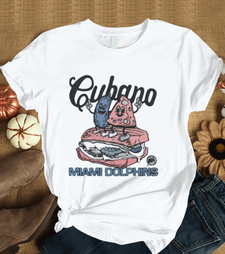 Cubano Miami Dolphins Sandwich And Characters T-Shirt