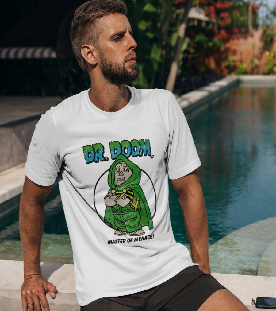 Dr Doom Master Of Menace Green Cloak Comic Style Villain T-Shirt