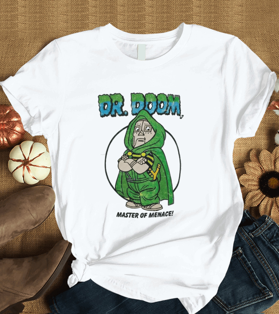 Dr Doom Master Of Menace Green Cloak Comic Style Villain T-Shirt