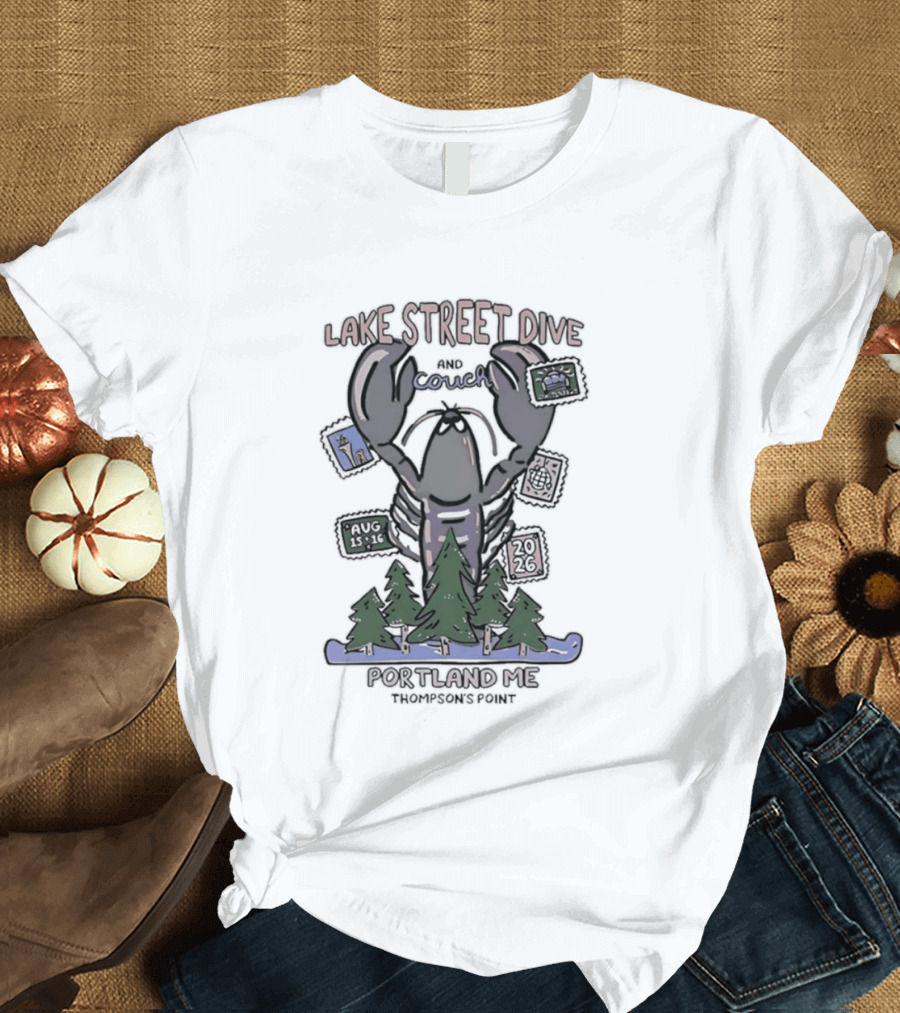 Lake Street Dive Portland ME Thompson's Point 2026 Lobster Trees Ski T-Shirt