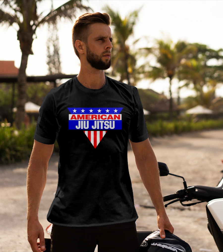 American Jiu Jitsu Stars And Stripes BJJ Martial Arts Grappling T-Shirt