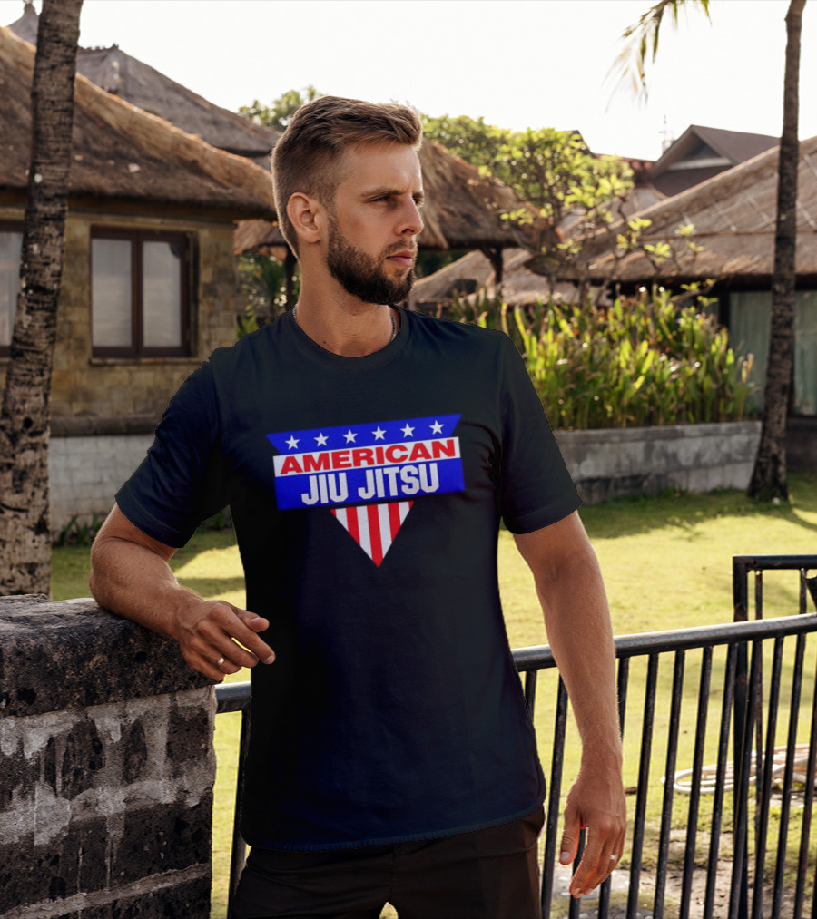 American Jiu Jitsu Stars And Stripes BJJ Martial Arts Grappling T-Shirt
