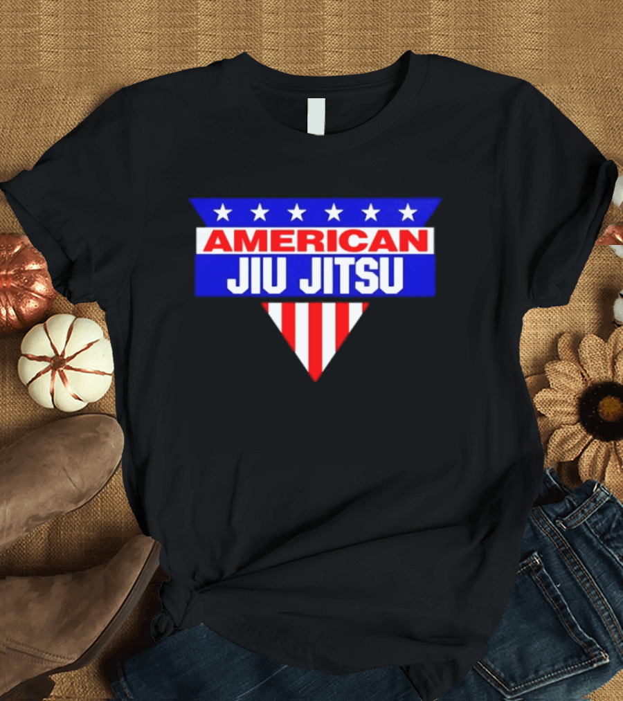 American Jiu Jitsu Stars And Stripes BJJ Martial Arts Grappling T-Shirt