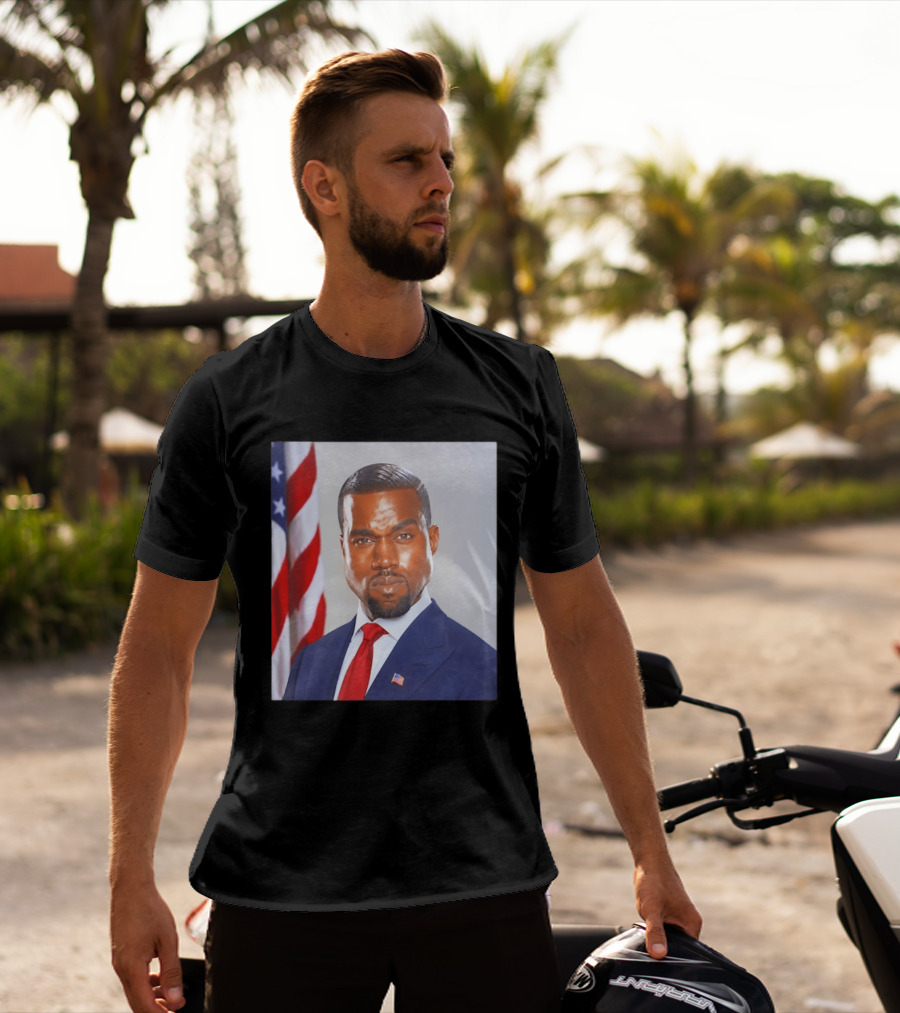 Kanye West Ye Political Portrait American Flag Suit And Tie T-Shirt