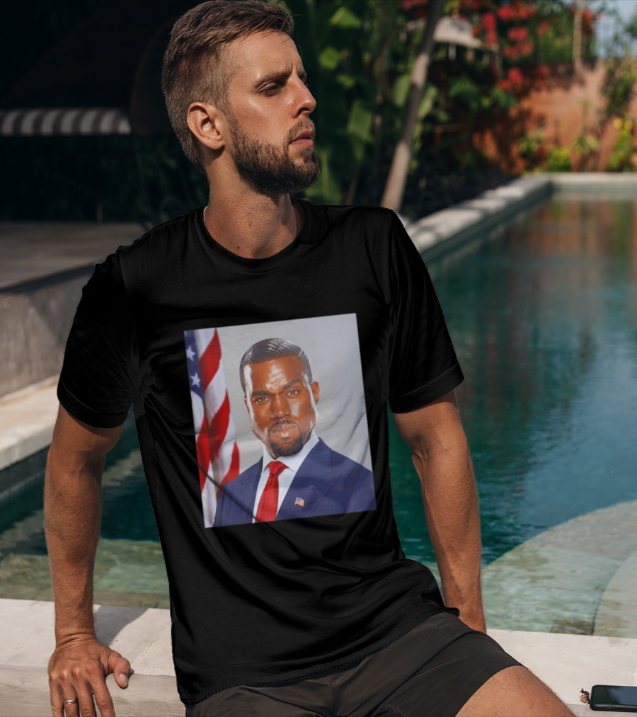 Kanye West Ye Political Portrait American Flag Suit And Tie T-Shirt