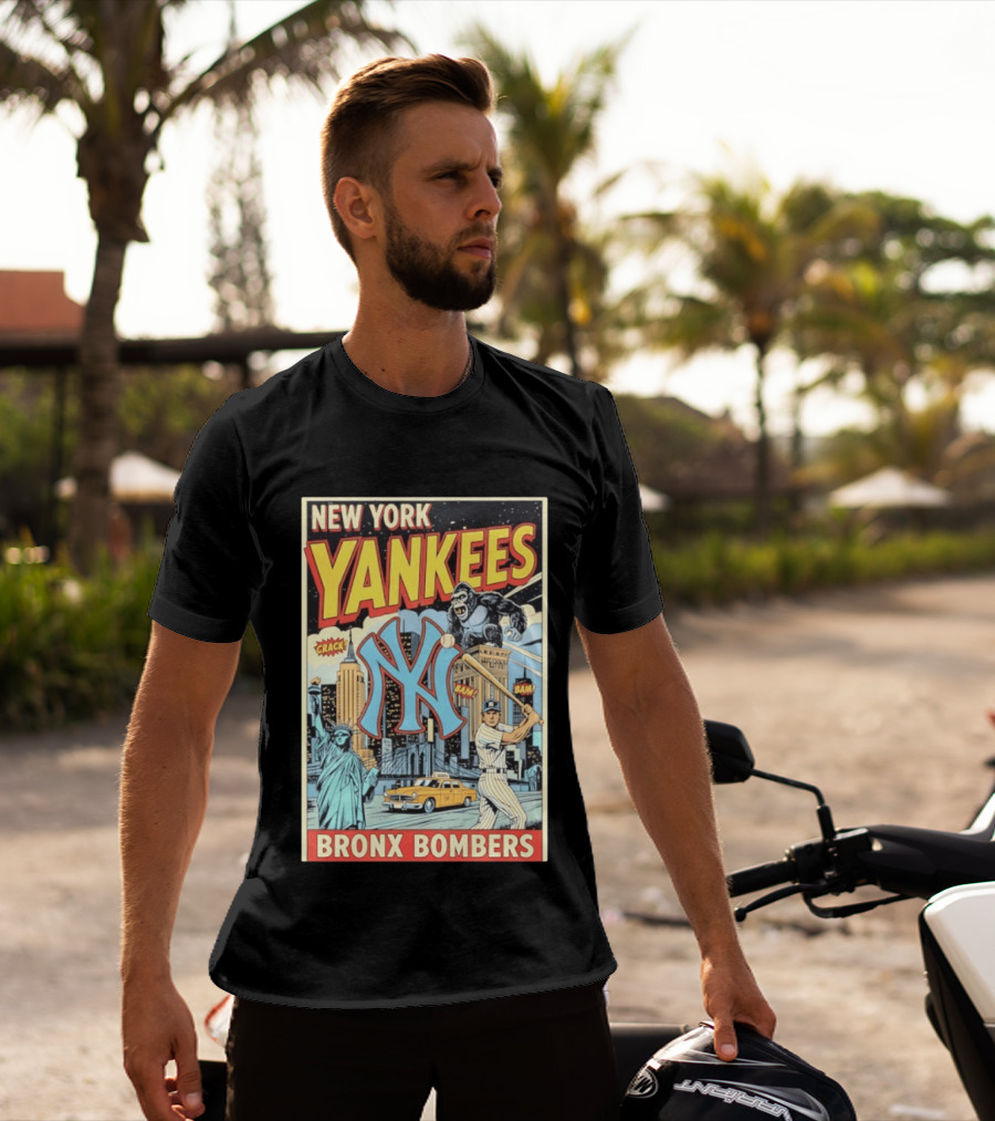 New York Yankees Bronx Bombers King Kong Baseball Statue Of Liberty Taxi Skyline T-Shirt
