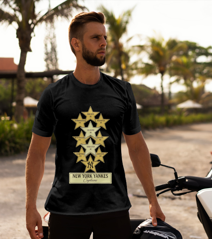 New York Yankees Captains Babe Ruth Lou Gehrig Derek Jeter Thurman Munson Graig Nettles Willie Randolph Ron Guidry Don Mattingly Aaron Judge T-Shirt