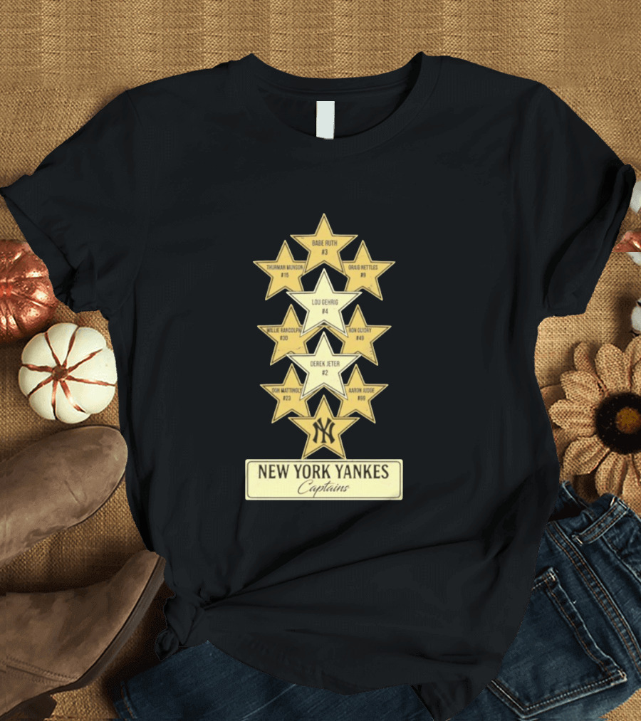 New York Yankees Captains Babe Ruth Lou Gehrig Derek Jeter Thurman Munson Graig Nettles Willie Randolph Ron Guidry Don Mattingly Aaron Judge T-Shirt