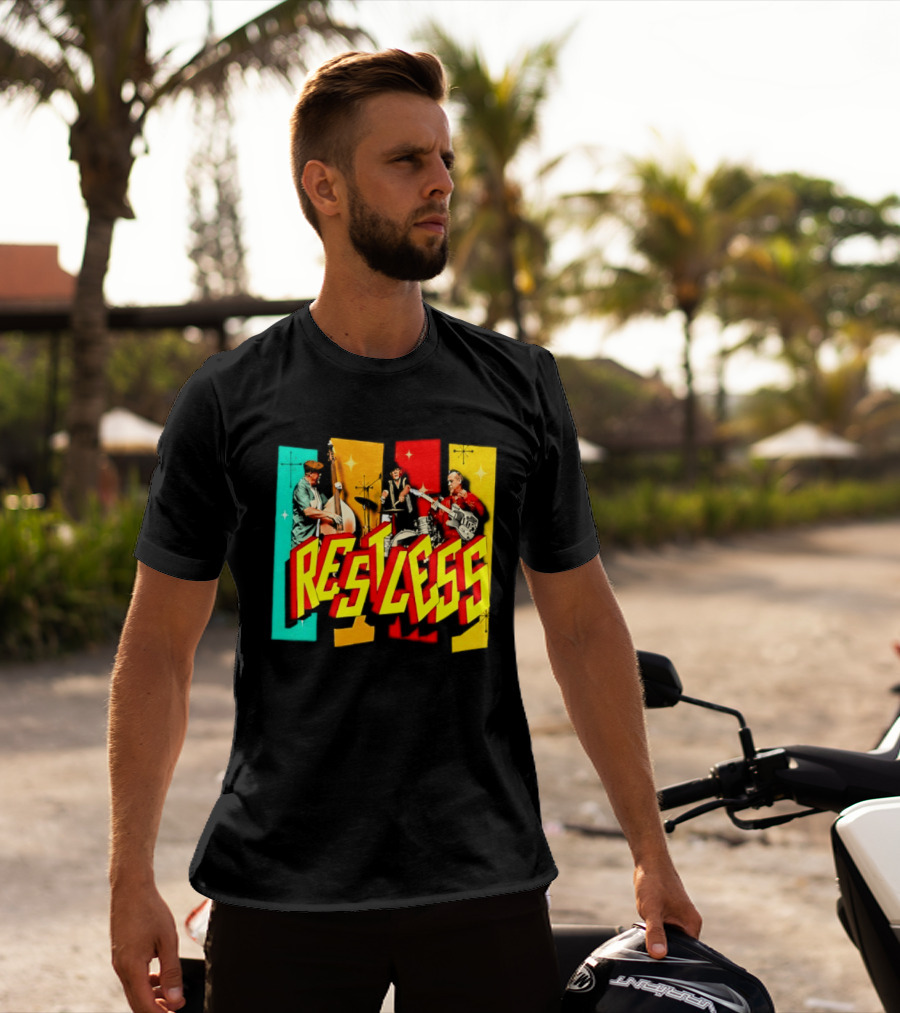 Restless Band Rockabilly Psychobilly Music Members Colorful Performance T-Shirt
