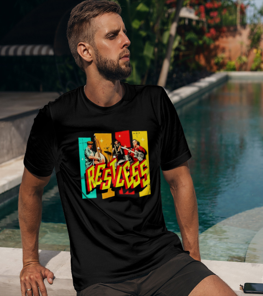 Restless Band Rockabilly Psychobilly Music Members Colorful Performance T-Shirt