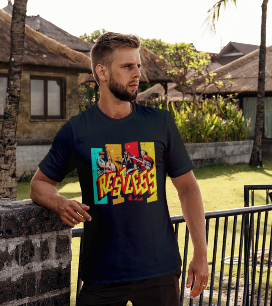 Restless Band Rockabilly Psychobilly Music Members Colorful Performance T-Shirt