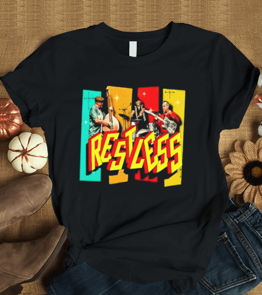 Restless Band Rockabilly Psychobilly Music Members Colorful Performance T-Shirt