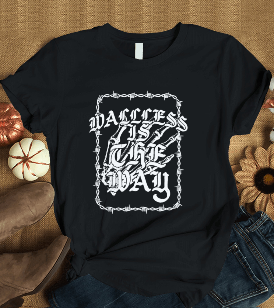 Wallless Is The Way Adam Wacker X WhiteCrayon Collaboration Barbed Skeleton T-Shirt