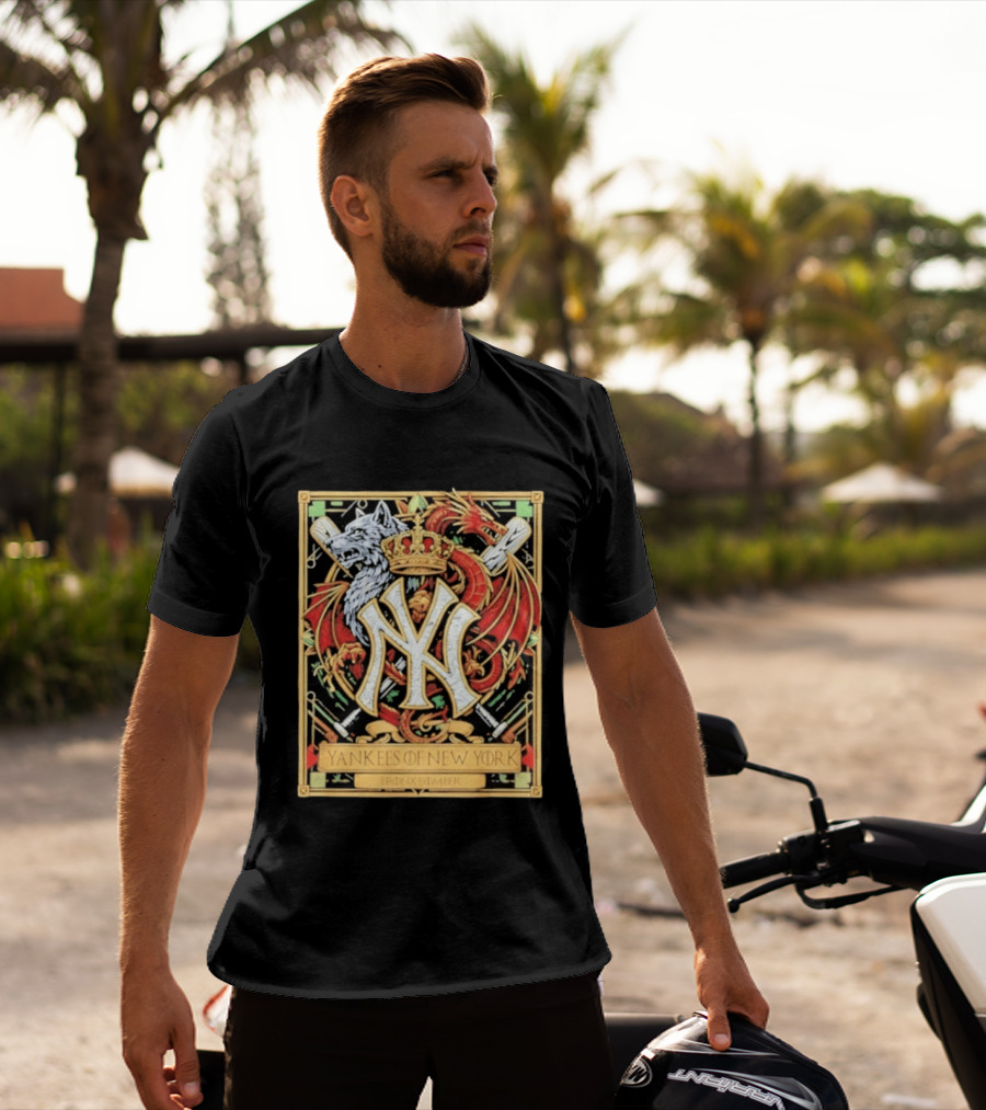 Yankees Of New York Bronx Bomber MLB Baseball Wolf Dragon Crown NY Crest T-Shirt