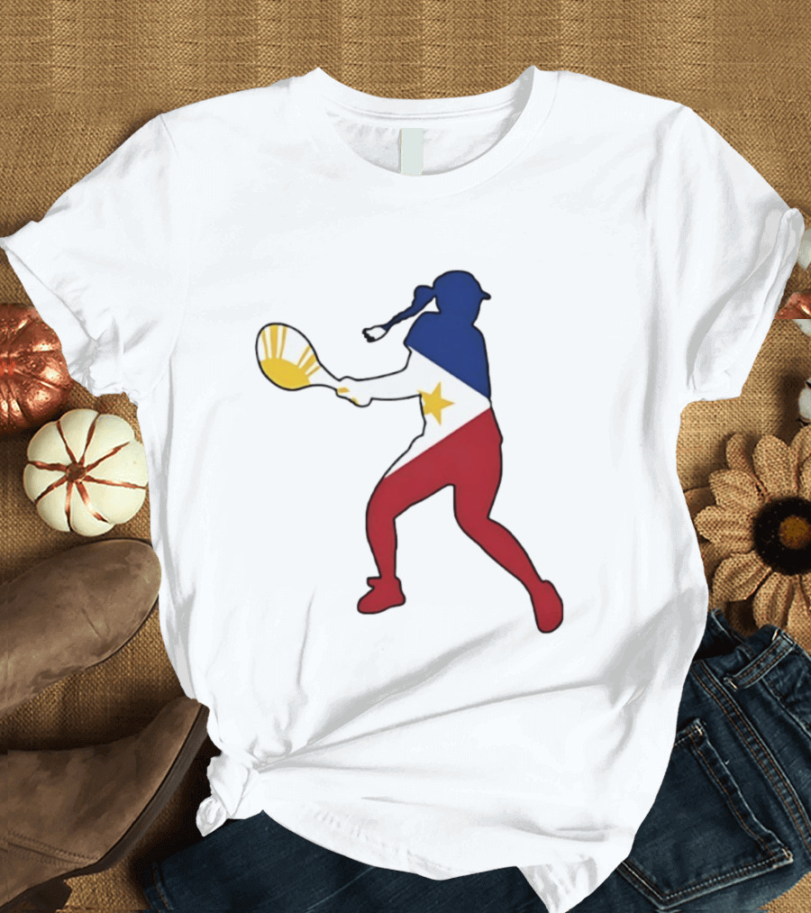 Alexandra Eala Tennis Player Silhouette Philippines Flag T-Shirt