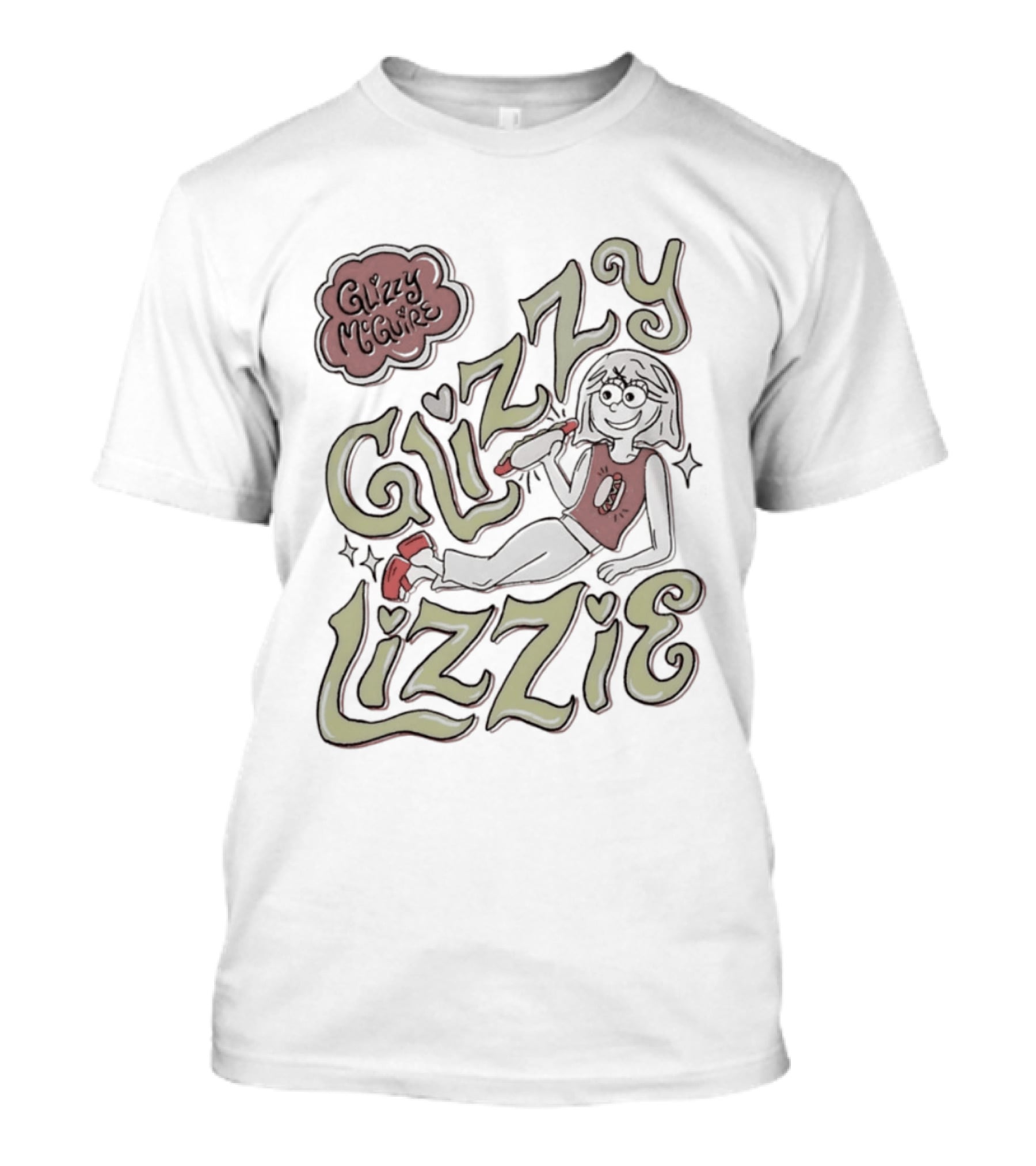 Glizzy McGuire Glizzy Lizzie Hot Dog Retro Character Fun T-Shirt