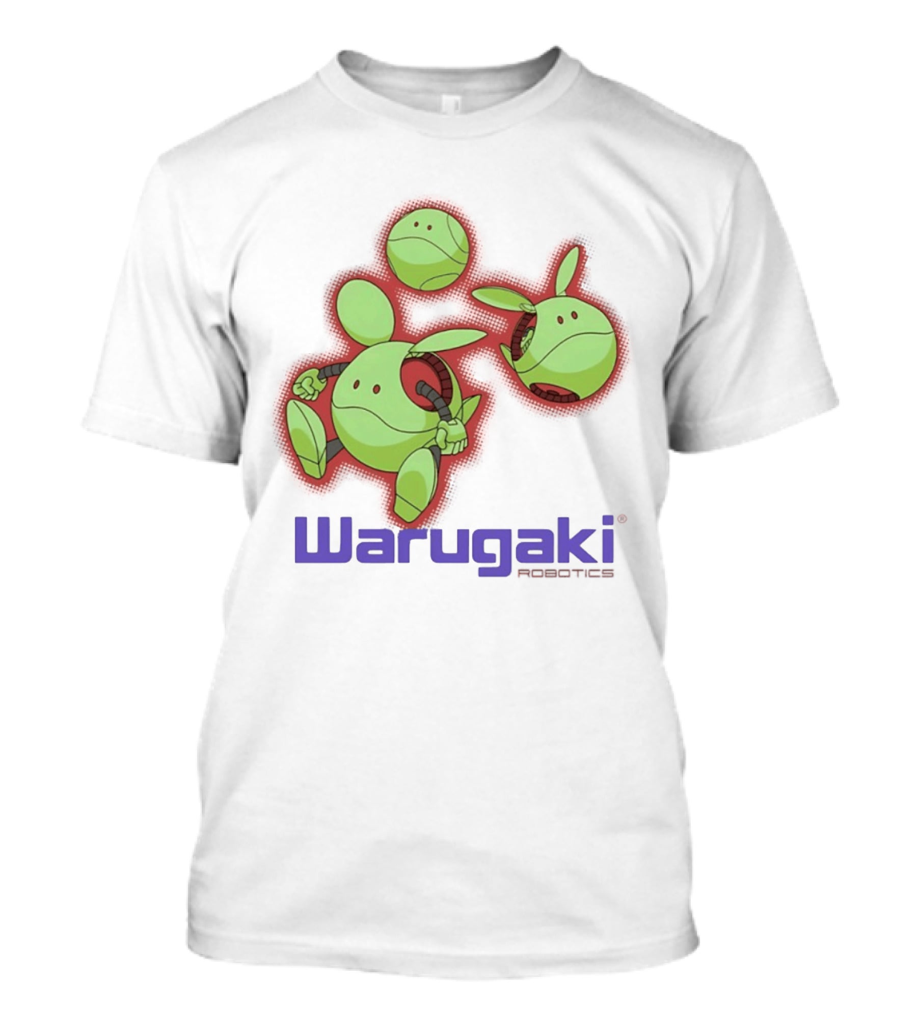 Warugaki Robotics Green Robot Trio Cartoon T-Shirt