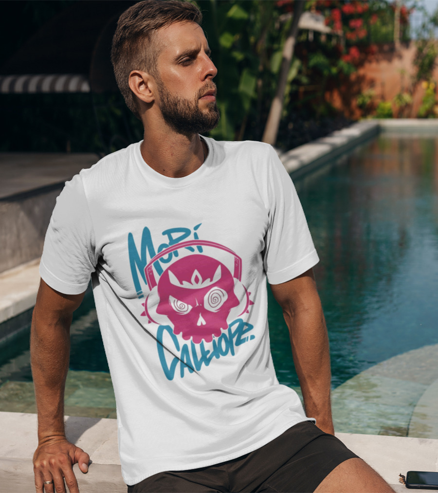 Mori Calliope Pink Skull With Headphones T-Shirt