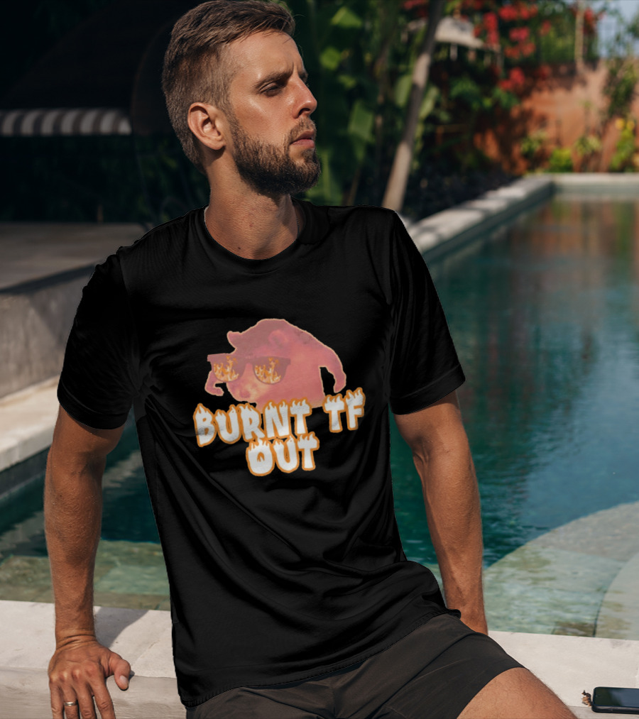 Burnt TF Out Flaming Sunglasses Meme Cat T-Shirt