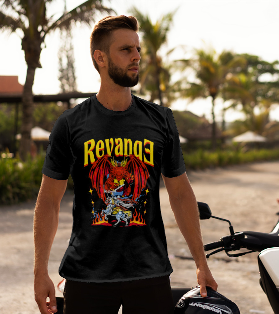 Revenge Dragon Knight Sword Fire Fantasy T-Shirt