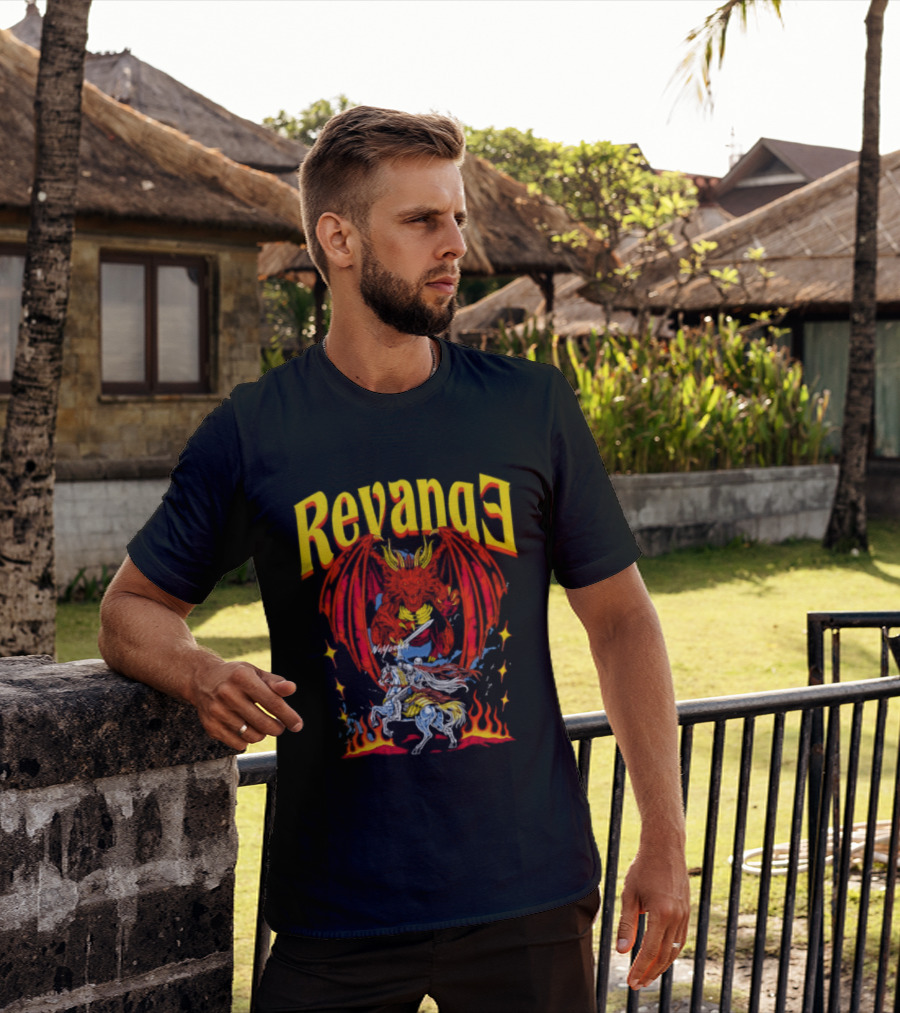 Revenge Dragon Knight Sword Fire Fantasy T-Shirt