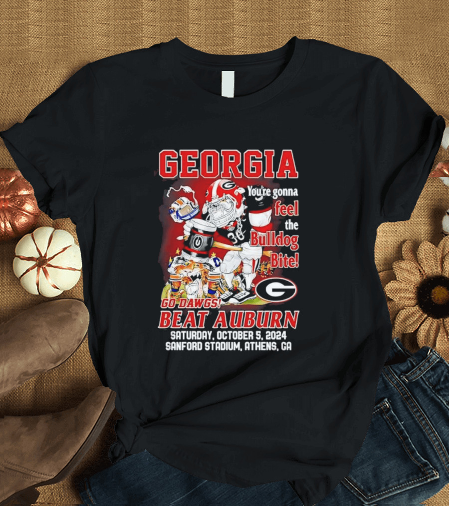 Georgia Bulldogs You're Gonna Feel The Bulldog Bite Go Dawgs Beat Auburn Saturday October 5 2004 Sanford Stadium Athens T-Shirt