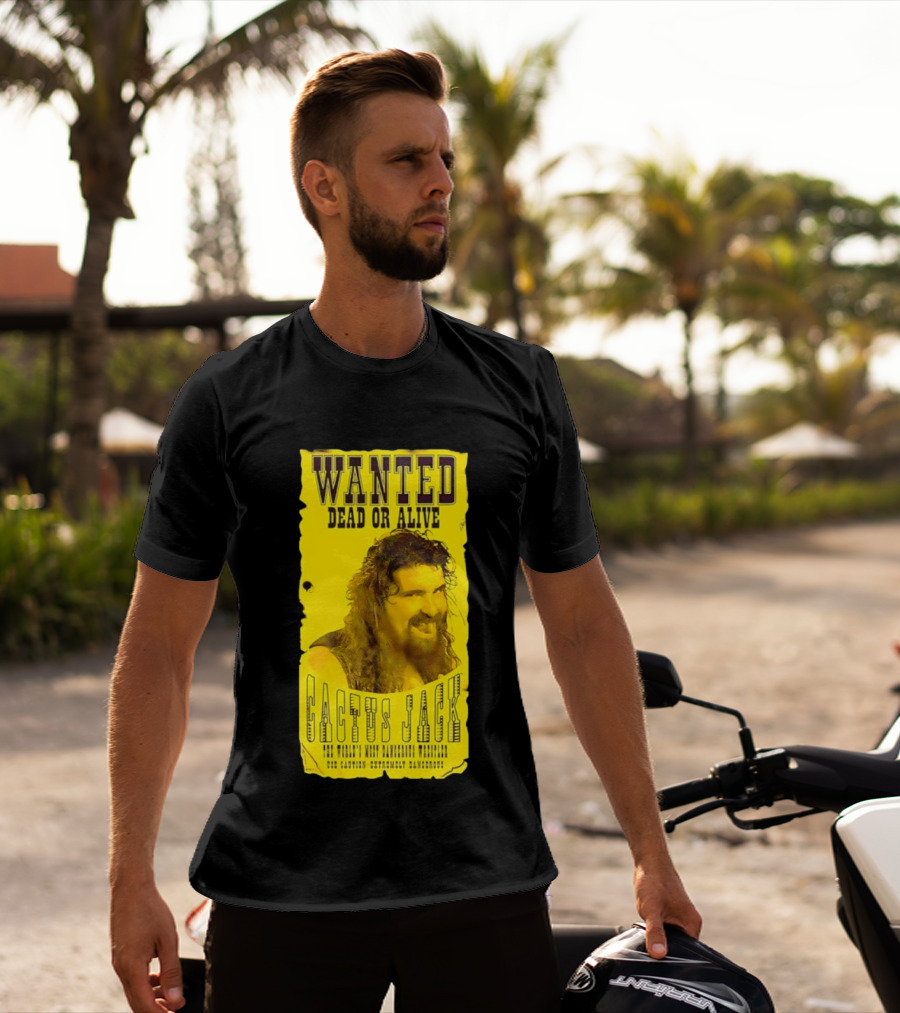 Jamie Hayter Iconic Cactus Jack Wanted Dead Or Alive Yellow T-Shirt