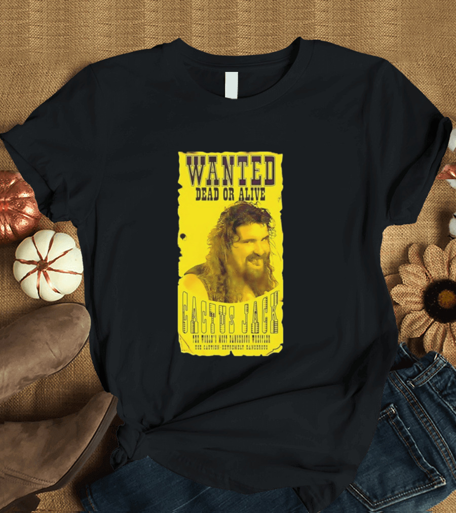 Jamie Hayter Iconic Cactus Jack Wanted Dead Or Alive Yellow T-Shirt