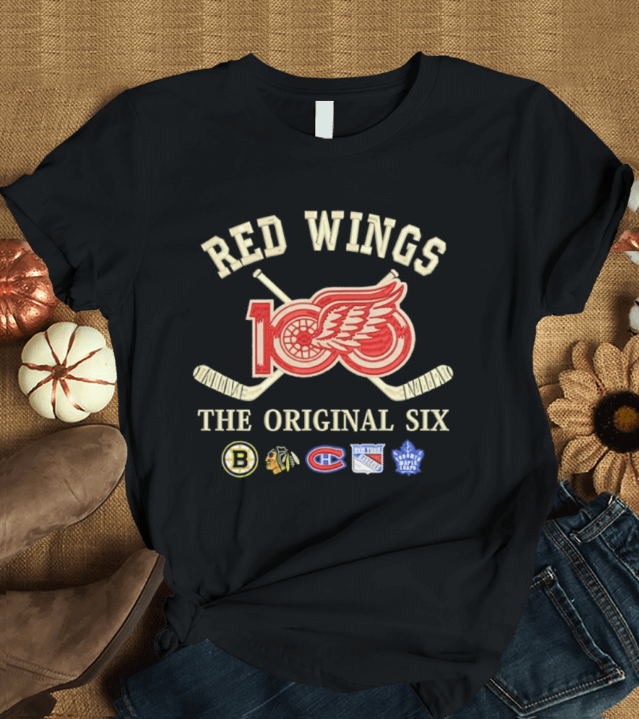 Red Wings 100 Anniversary The Original Six NHL Hockey Teams T-Shirt