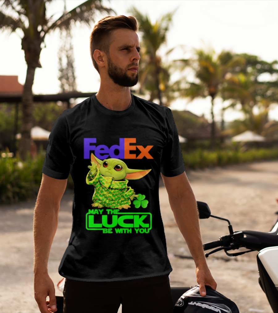FedEx Baby Yoda May The Luck Be With You Clover T-Shirt