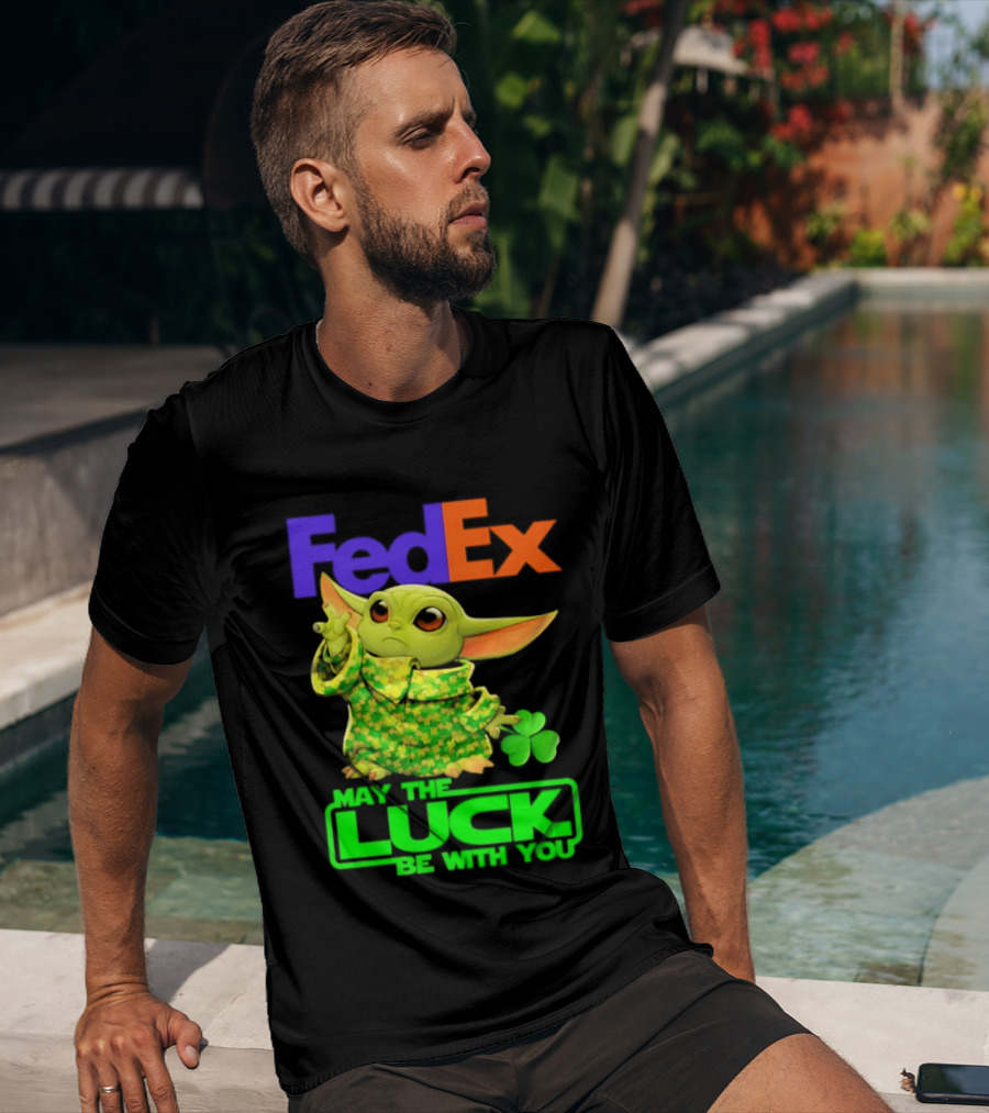 FedEx Baby Yoda May The Luck Be With You Clover T-Shirt