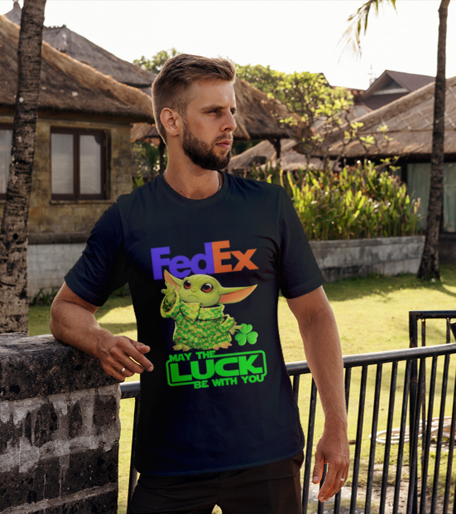FedEx Baby Yoda May The Luck Be With You Clover T-Shirt