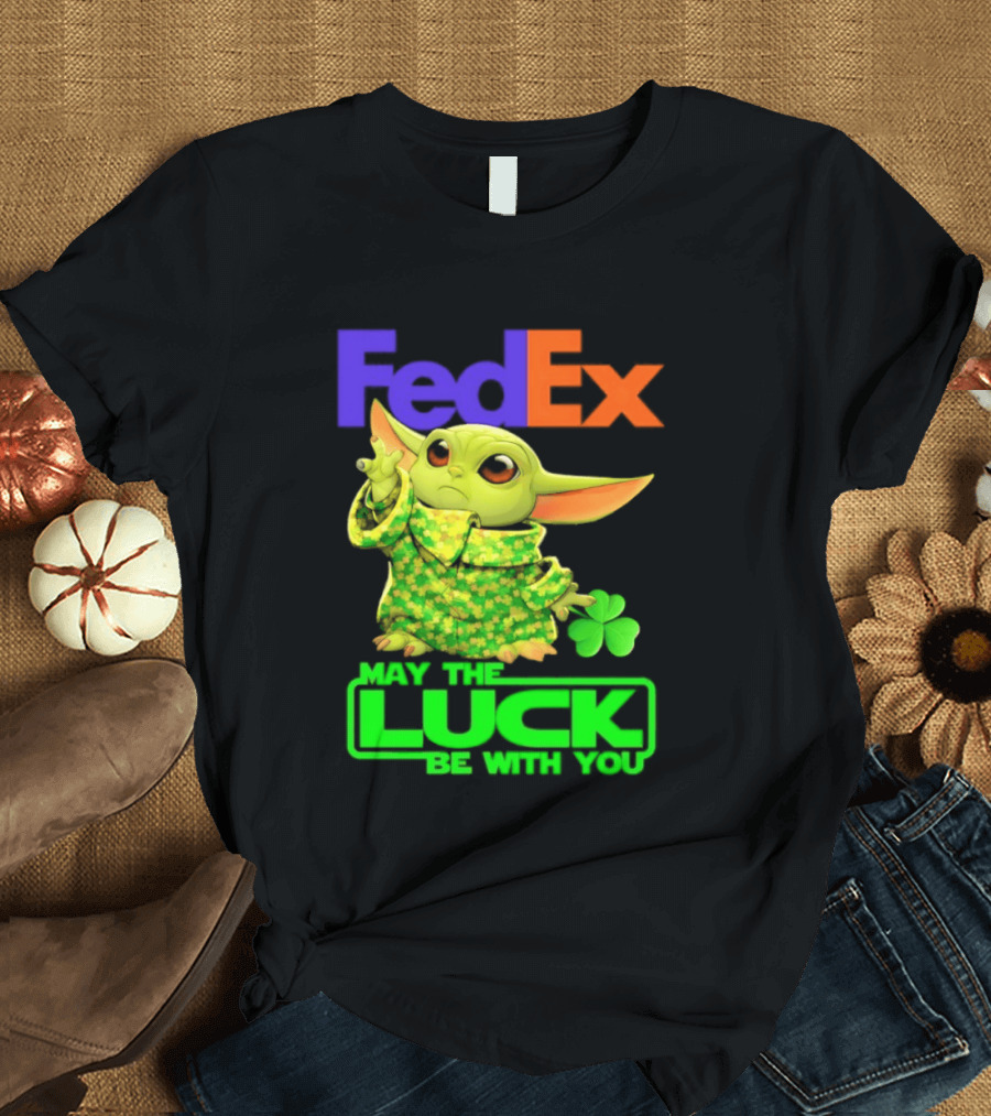FedEx Baby Yoda May The Luck Be With You Clover T-Shirt