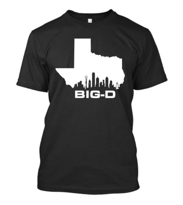 Big D Texas Outline Dallas City Skyline Map T-Shirt