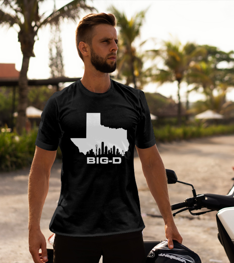 Big D Texas Outline Dallas City Skyline Map T-Shirt