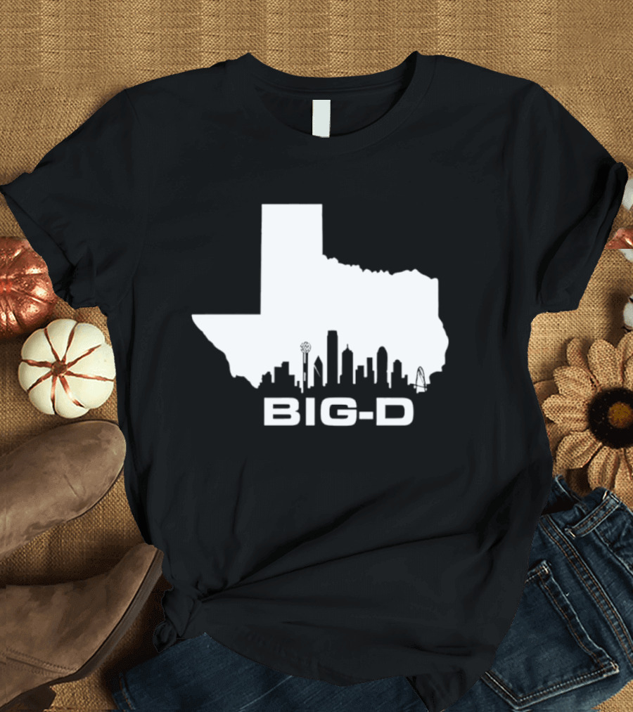 Big D Texas Outline Dallas City Skyline Map T-Shirt