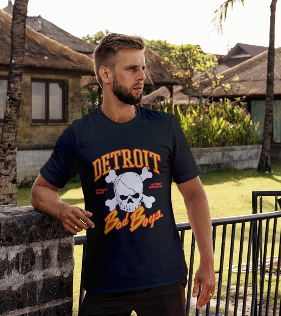 Detroit Lions Bad Boys Skull Detroit Michigan T-Shirt
