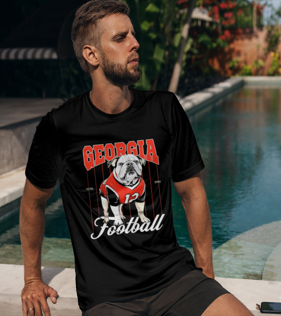 Georgia Bulldogs Football 1785 Bulldog Mascot Red Jersey T-Shirt