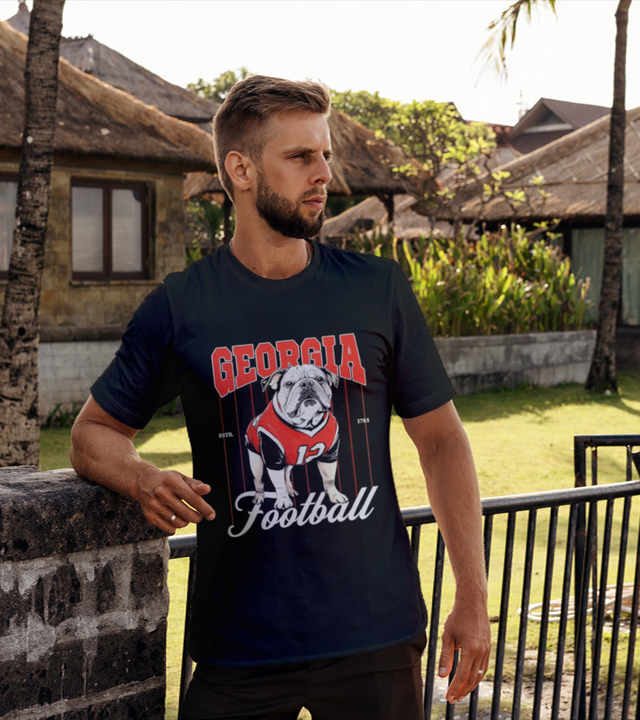 Georgia Bulldogs Football 1785 Bulldog Mascot Red Jersey T-Shirt