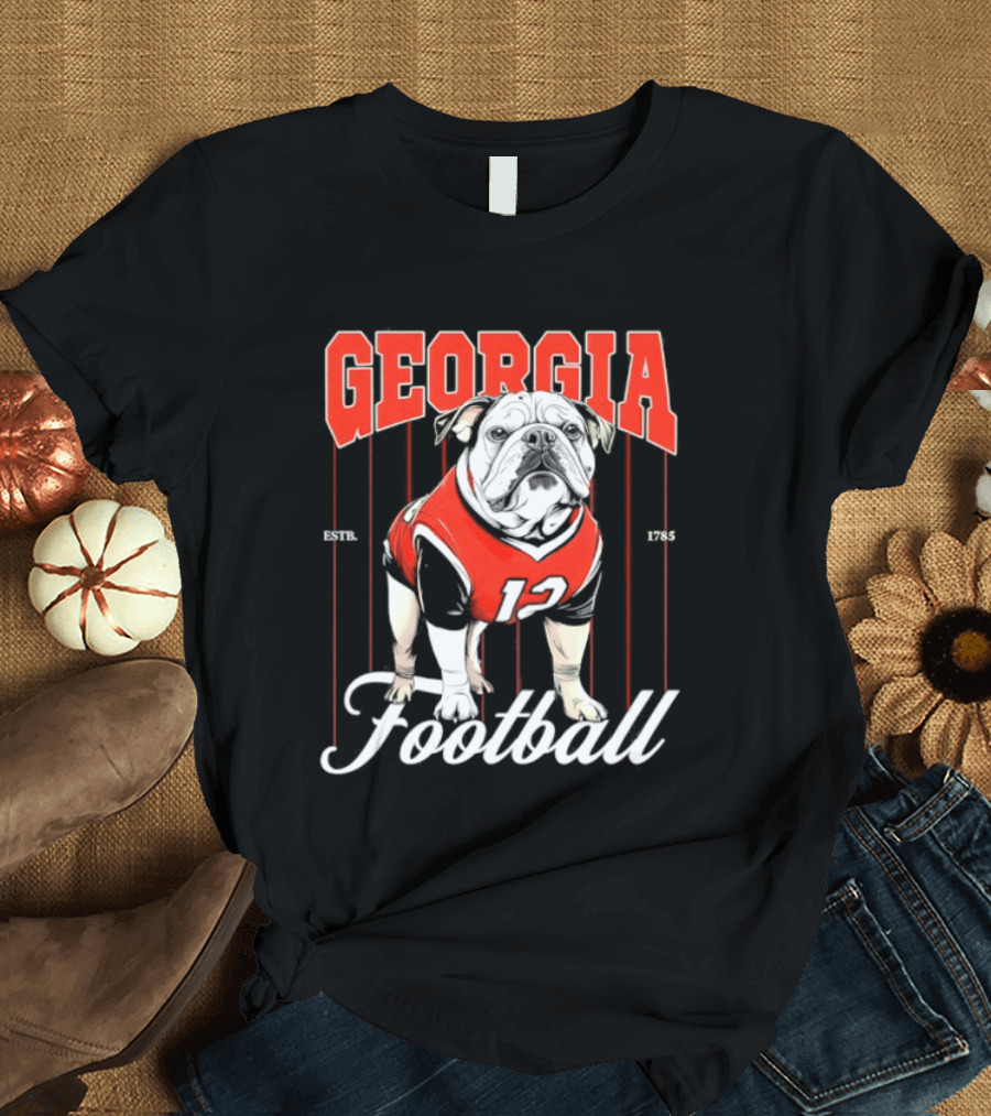 Georgia Bulldogs Football 1785 Bulldog Mascot Red Jersey T-Shirt