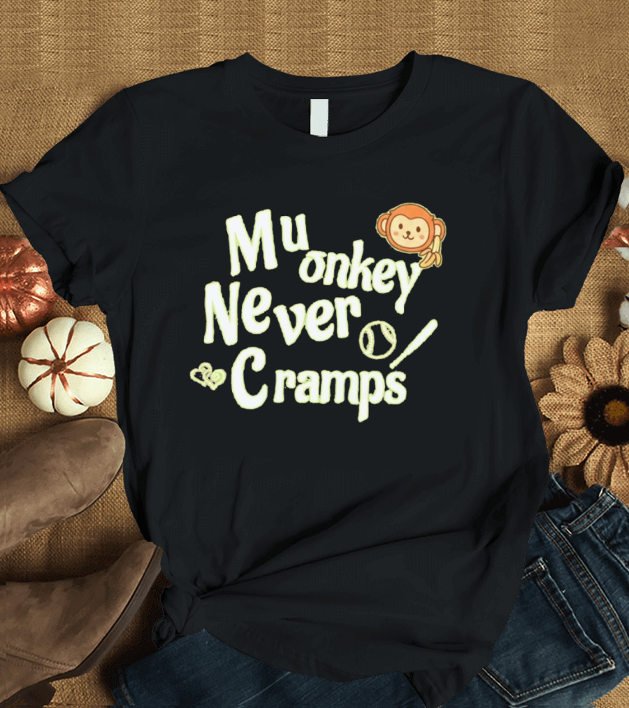 Mu Monkey Never Cramps Munenori Kawasaki Humor T-Shirt