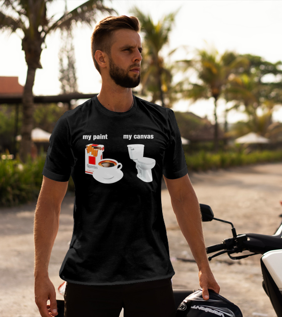 Cigarettes Coffee Toilet Funny Morning Routine T-Shirt