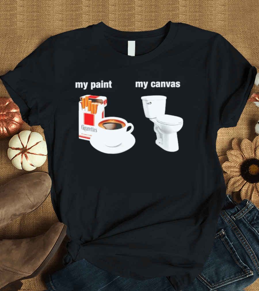 Cigarettes Coffee Toilet Funny Morning Routine T-Shirt