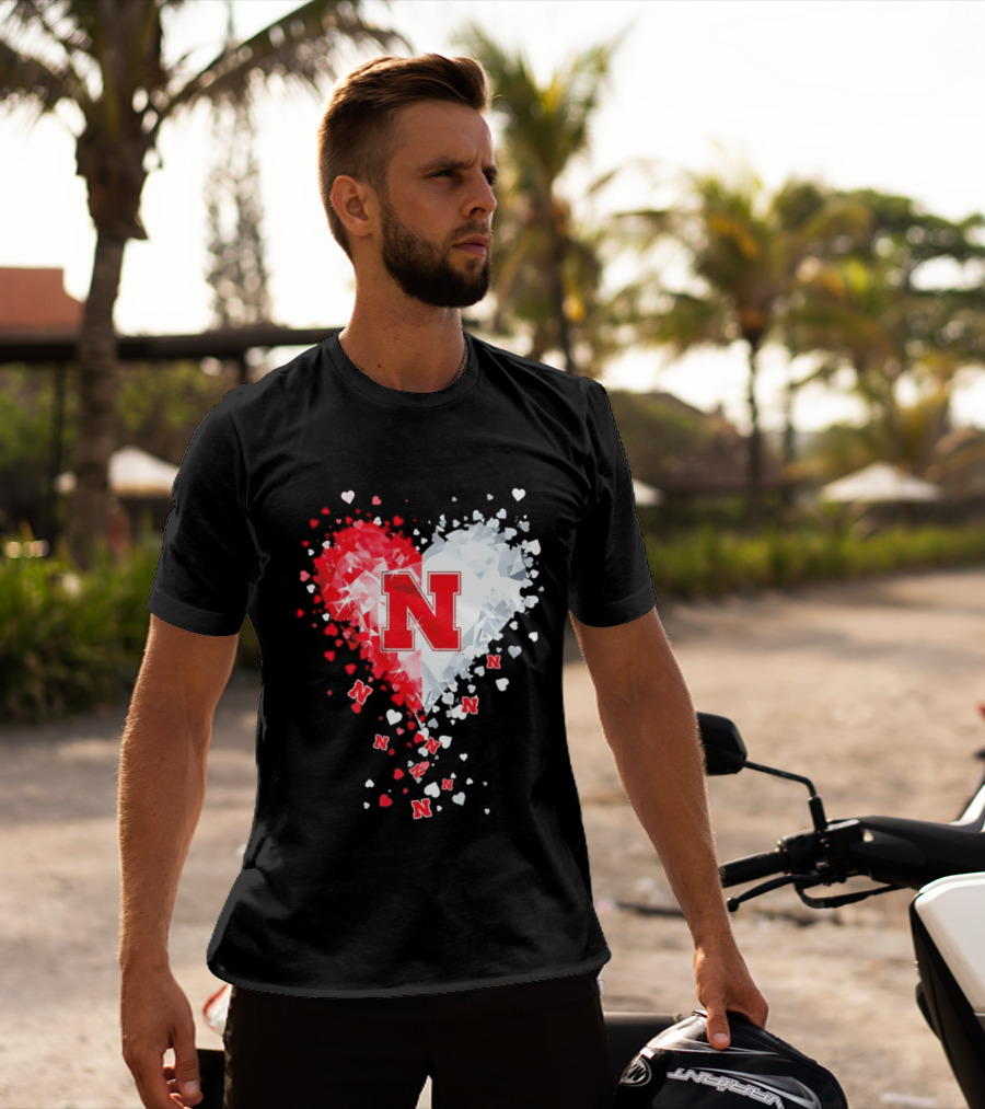 Nebraska Cornhuskers Heart Diamond Red N 2026 NCAA T-Shirt