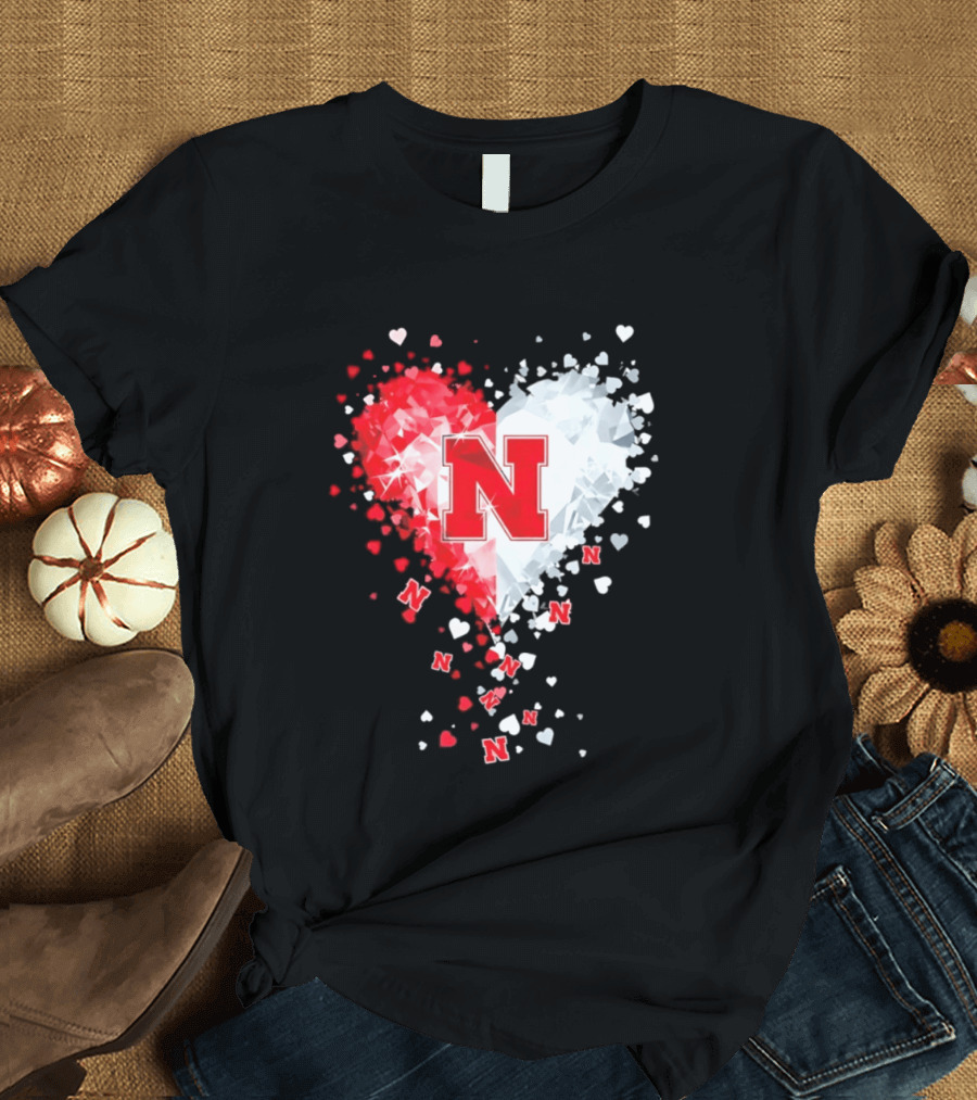 Nebraska Cornhuskers Heart Diamond Red N 2026 NCAA T-Shirt