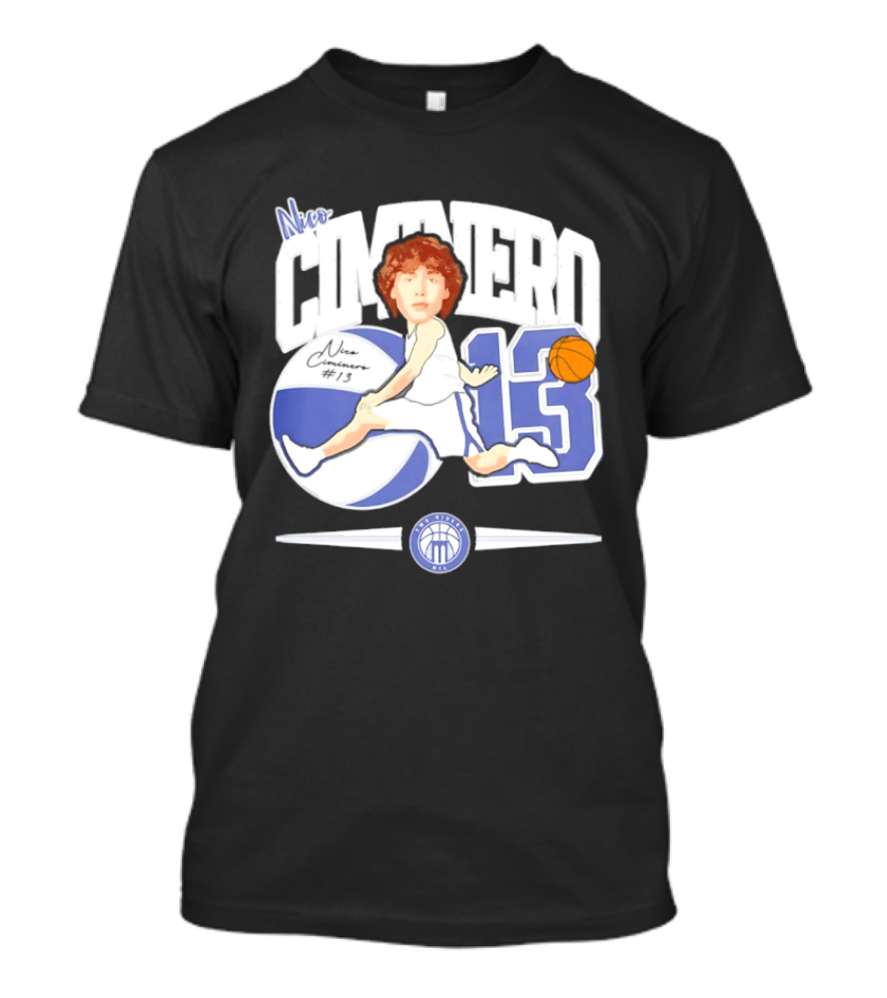 Nico Ciminero 13 Basketball Caricature Marietta College Athletics T-Shirt