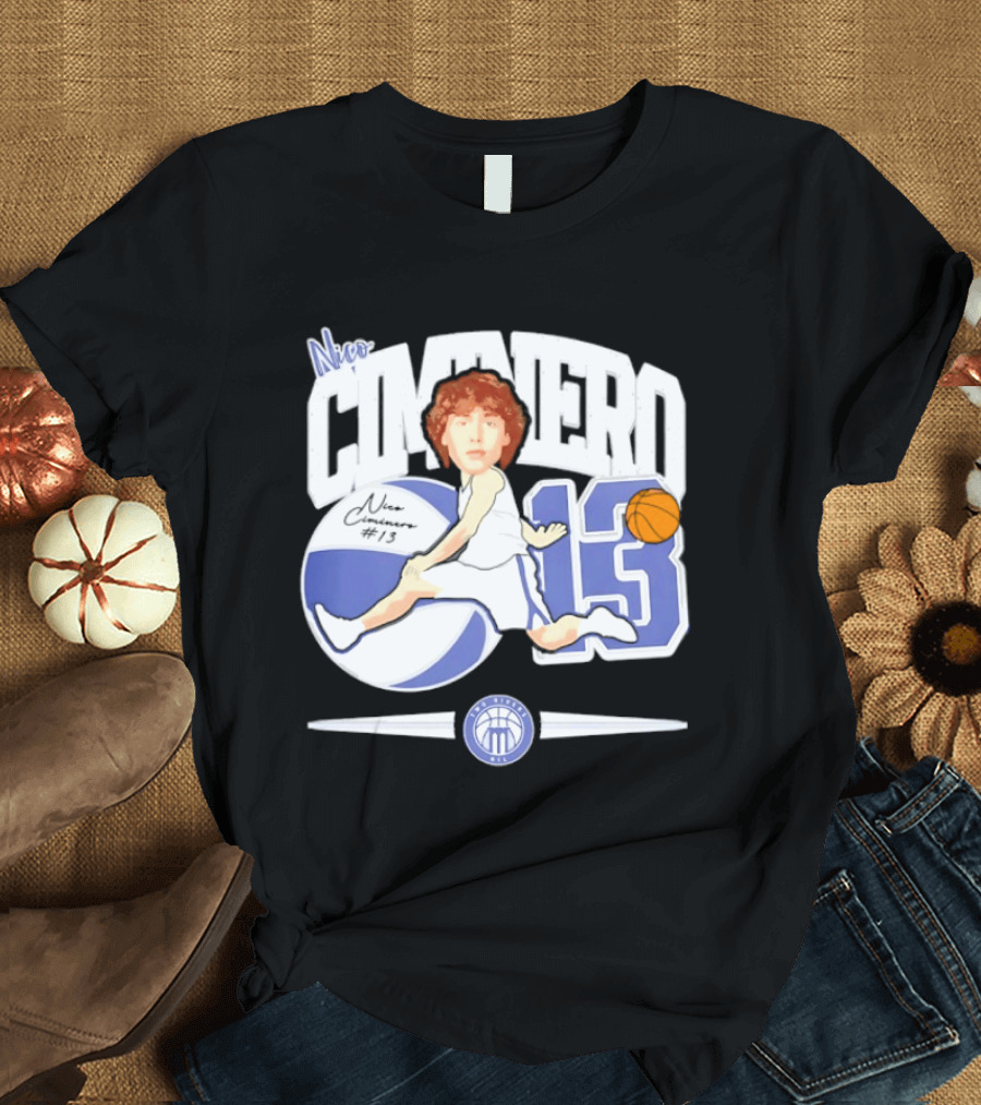 Nico Ciminero 13 Basketball Caricature Marietta College Athletics T-Shirt
