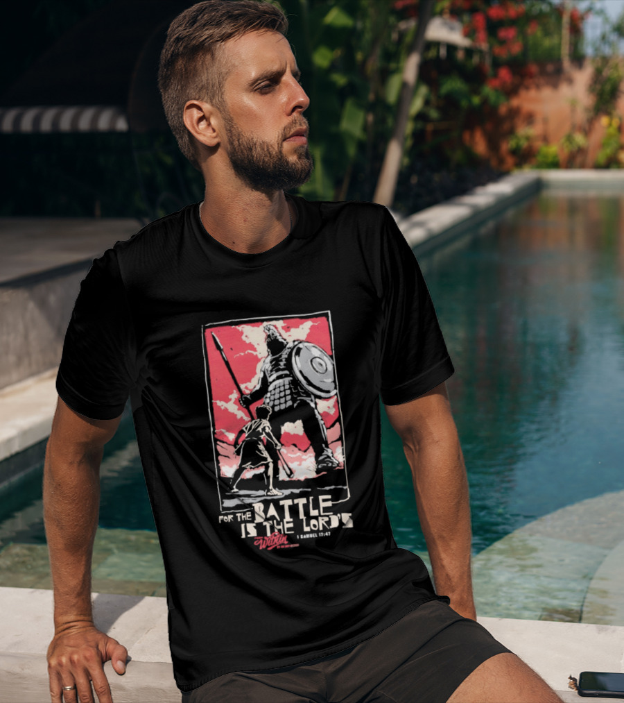 The Courageous Athlete Battle For The Battle Is The Lord's David And Goliath 1 Samuel 17:47 T-Shirt