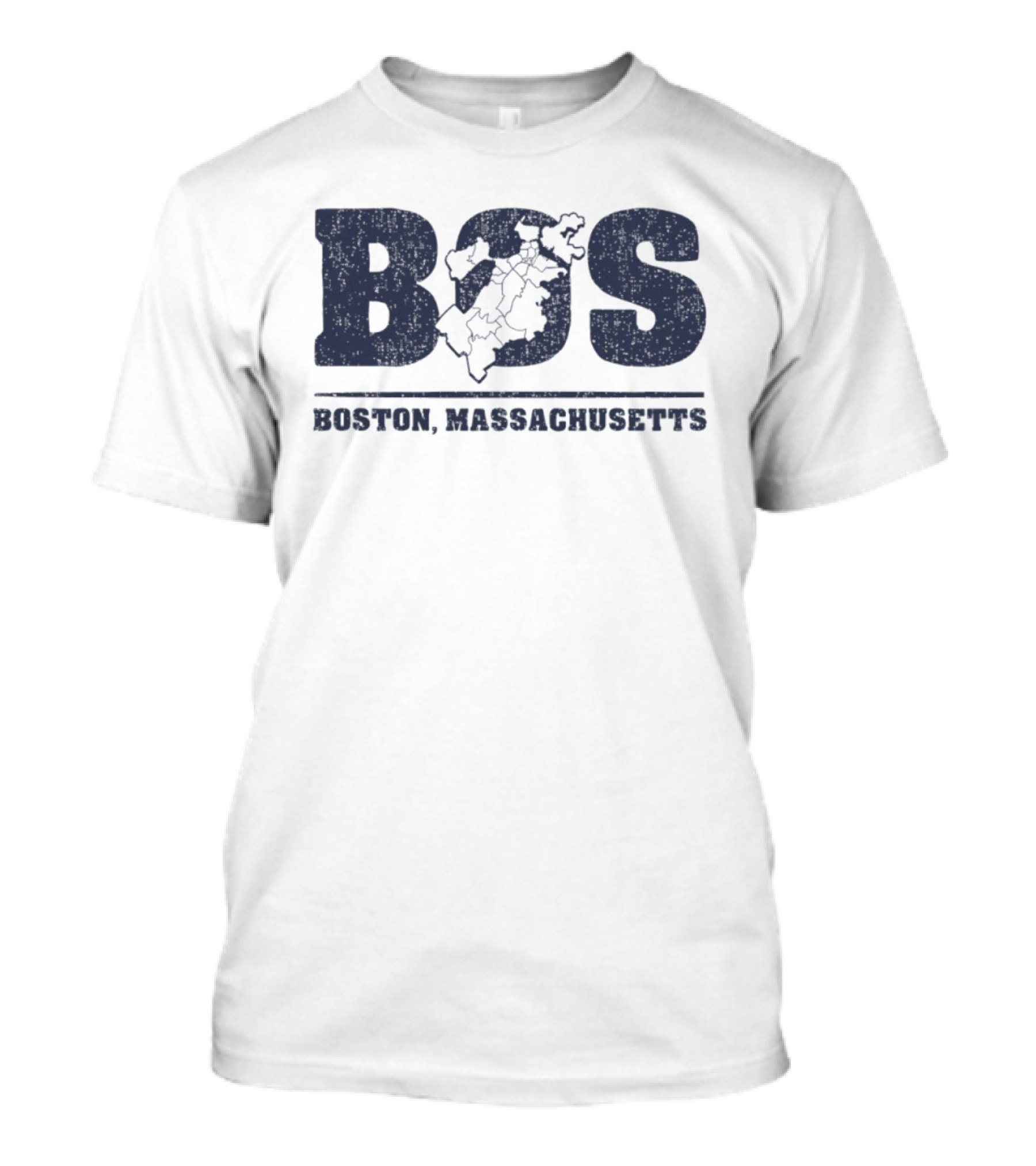 BOS Boston Massachusetts Neighborhoods Map T-Shirt