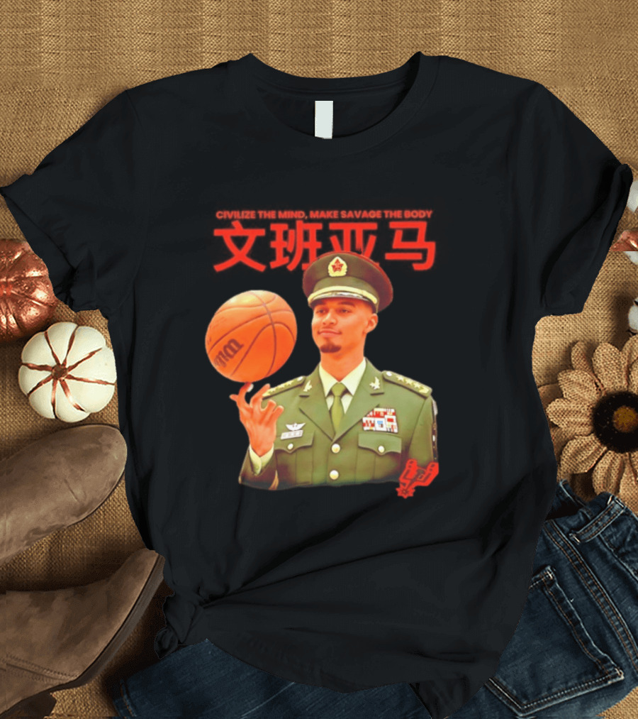 Victor Wembanyama SA Spurs Civilize The Mind Make Savage The Body Basketball Uniform T-Shirt